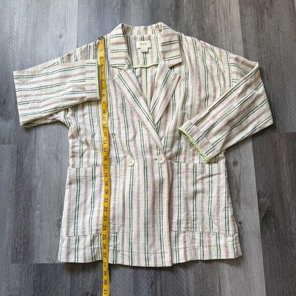 Anthropologie Maeve Cotton Stripe Boyfriend Blazer Jacket XS Oversized - Picture 8 of 8
